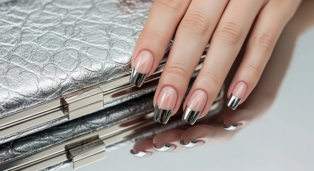 Nude with Chrome Tips Nude with Chrome Tips