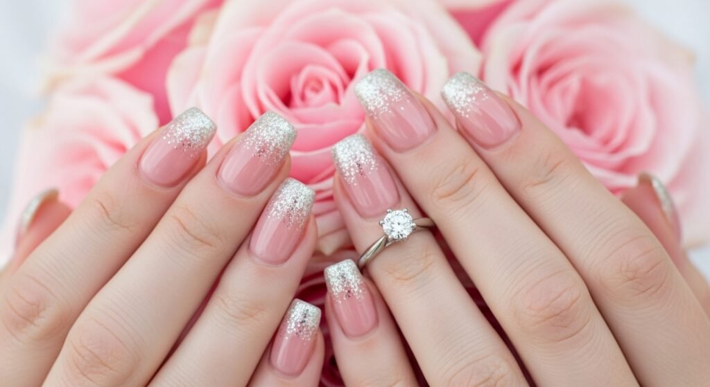 Blush Pink with Glitter Tips