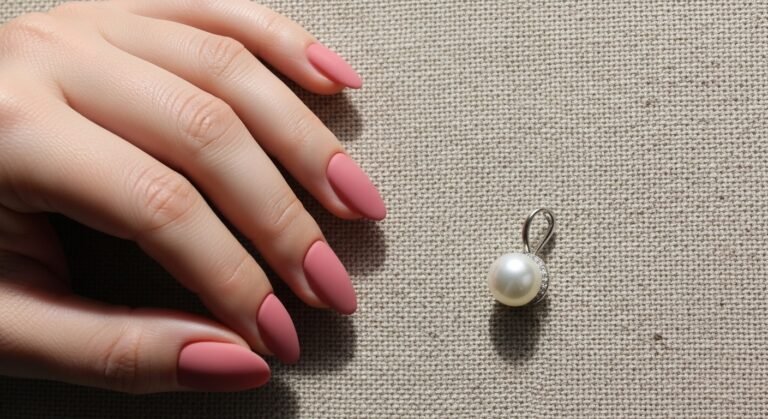 Matte Beige Oval Nails