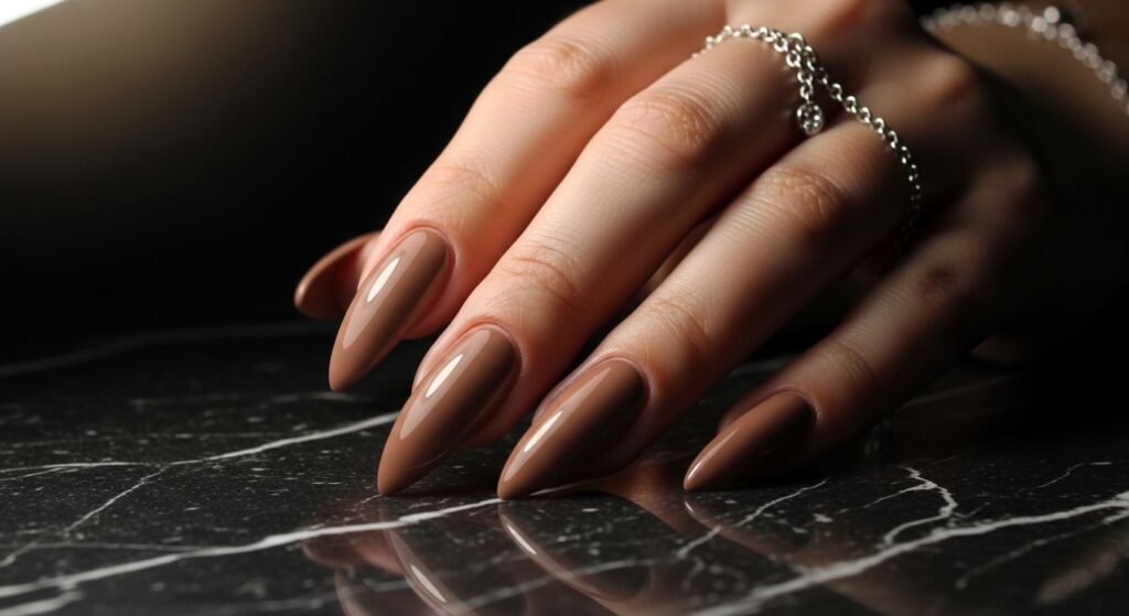 Taupe Stiletto Nails