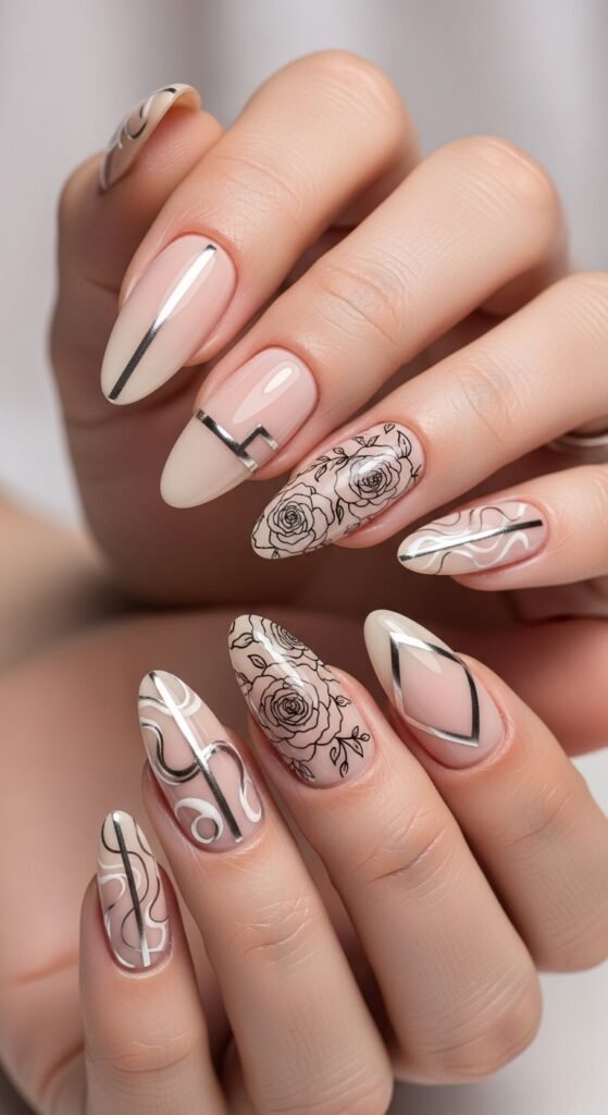 8. Mix-and-Match Nail Designs