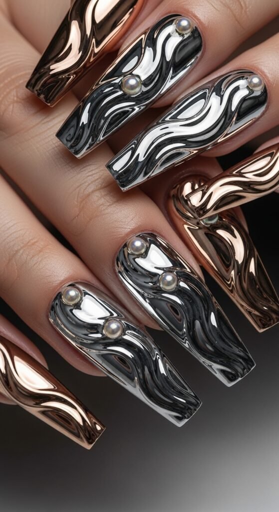2. Chrome and Metallic Nails: Shine That Steals the Spotlight