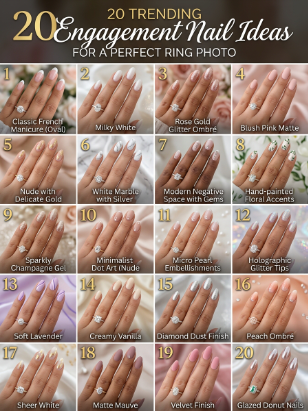 20 Trending Engagement Nail Ideas for a Perfect Ring Photo