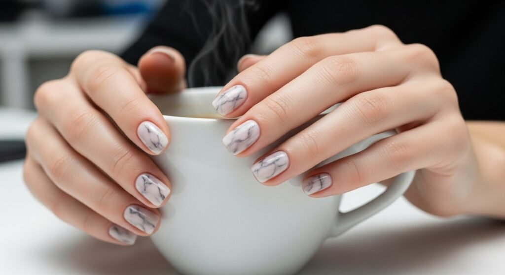 Neutral Marble Nails