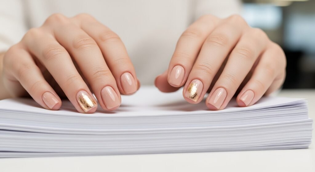 Soft Gold Accent Nails