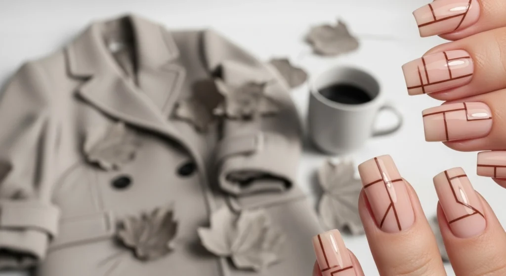 Minimalist-Brown-Lines-neutral-fall-Nails