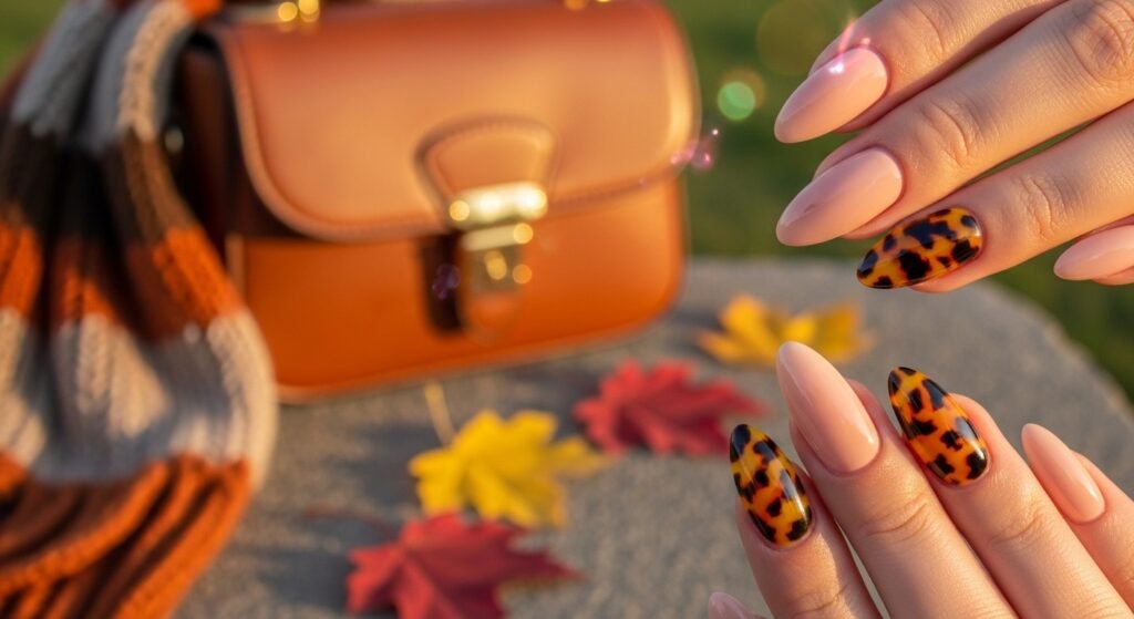 Nude-with-Tortoise-Shell-Accents-Nails