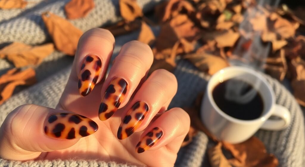 Tortoise-Shell-Almond-neutral-fall-Nails