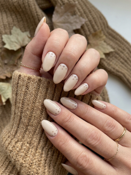 Creamy Beige with Micro Dots Nails
