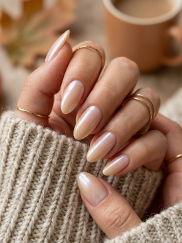 Pearly Nude Ombre Neutral Fall Nails