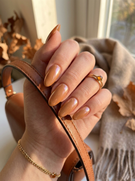 Caramel Glaze Neutral Fall Nails