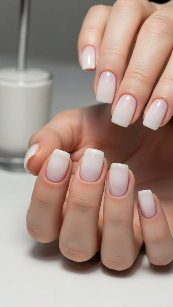 4. Milky White Nails