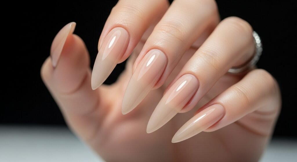 15. Creamy Nude Short Nails