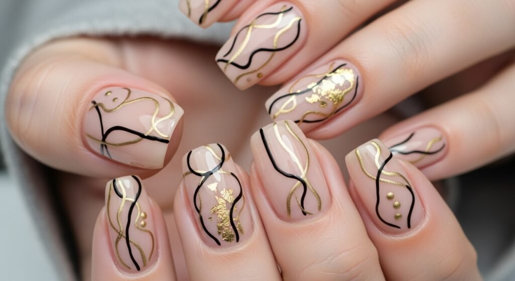 17. Warm Beige Stiletto Nails
