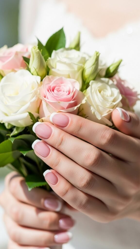 3. French Tip Bridal Shower Nails