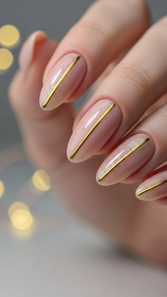 19. Minimal Gold Line New Year Nails