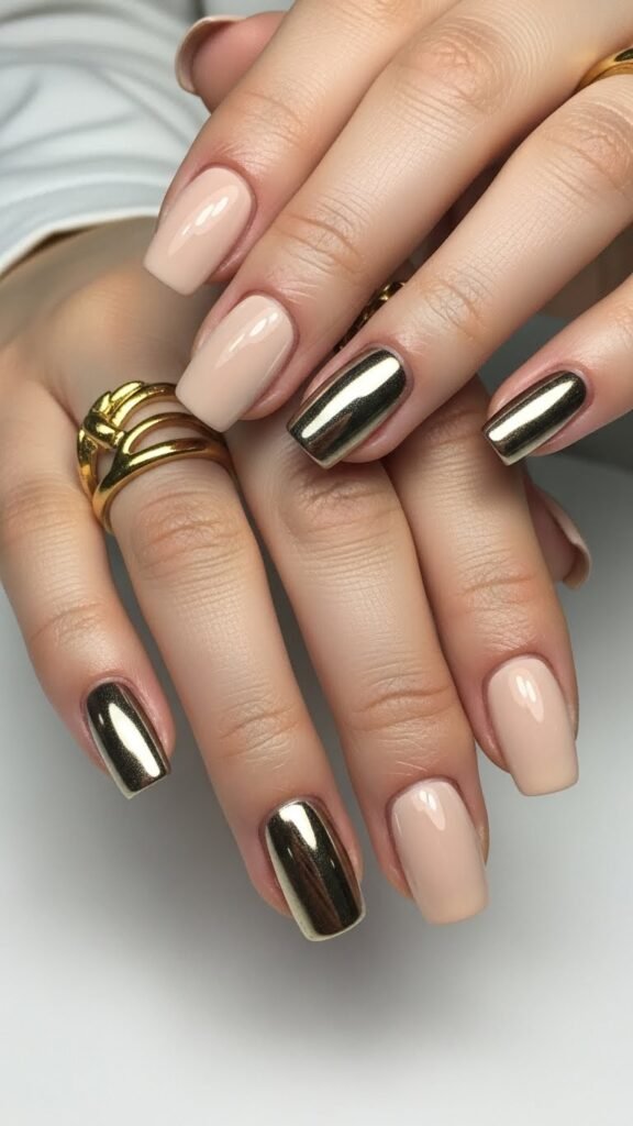16. Beige Chrome Nail