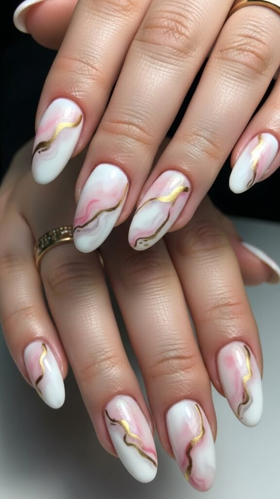 23. Marble Bridal Shower Nails