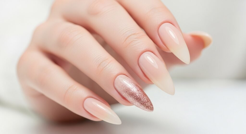 5. Milky Nude Coffin Nails