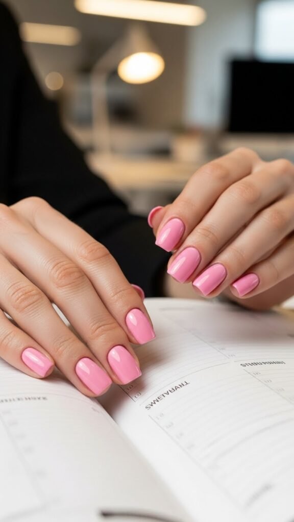14. Baby Pink Glossy Nails