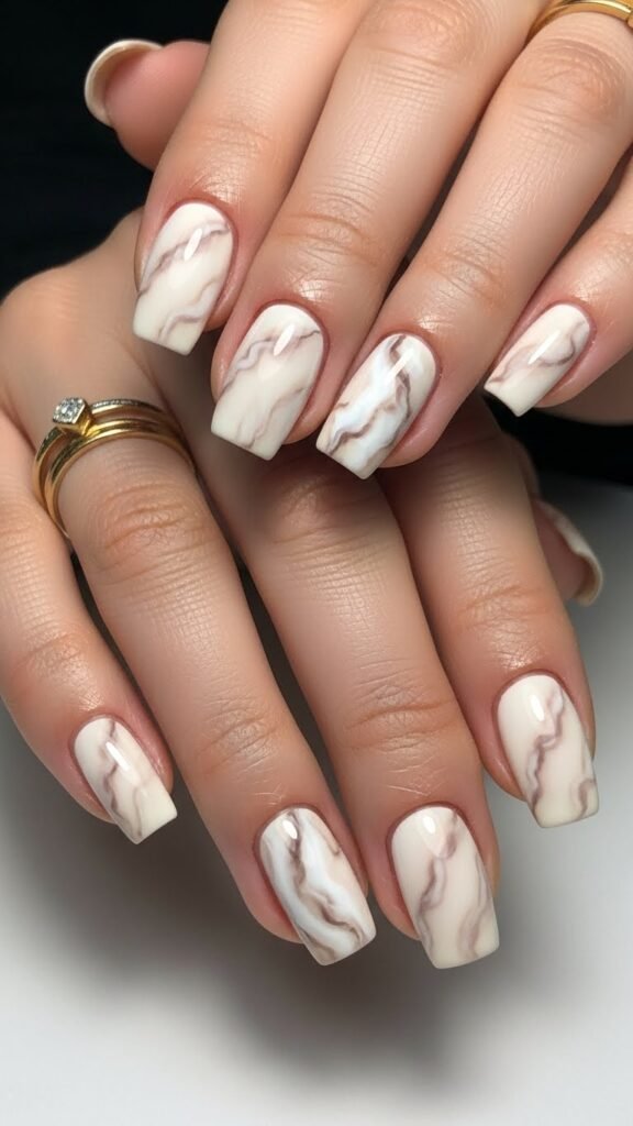 4. Marble Beige Nail