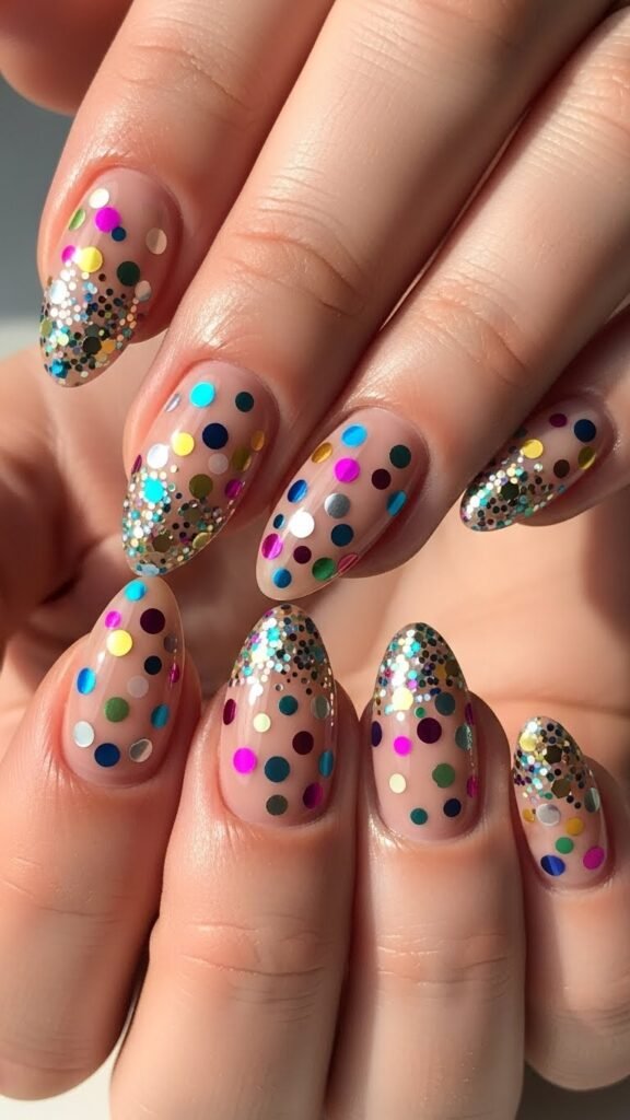 12. Confetti New Year Nails