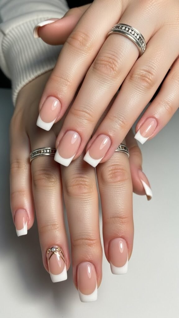 3. Classic Beige French Nail