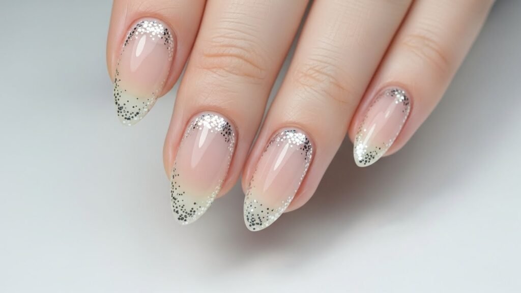 6. Sheer Nude with Micro-Dot Glitter Accent