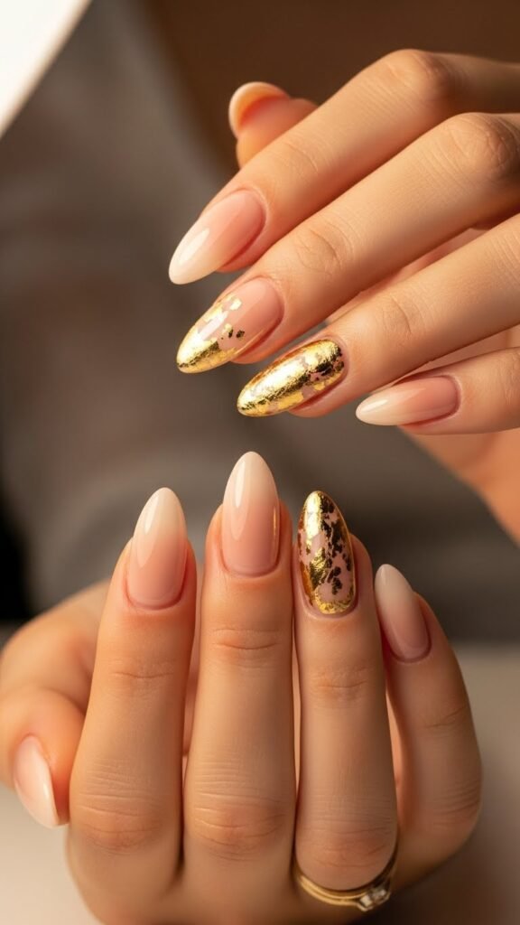 17. Nude Ombré with Gold Accents