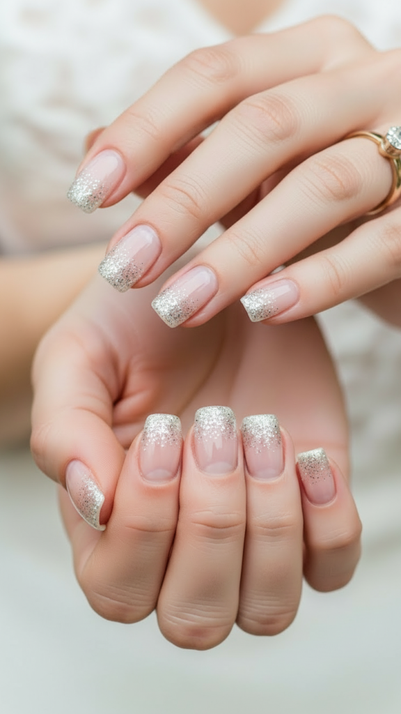 7. Sheer Nude with Glitter Fade 7. Sheer Nude with Glitter Fade