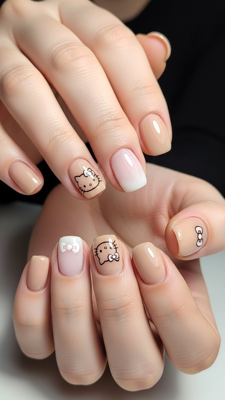 5. Minimal Hello Kitty Nails