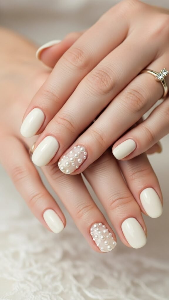 12. Ivory Nails with Pearls 12. Ivory Nails with Pearls