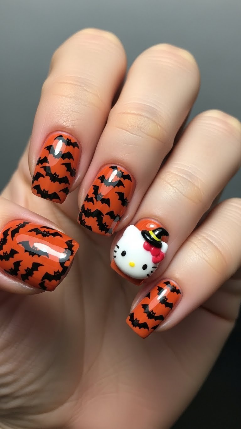23. Hello Kitty Holiday Nails