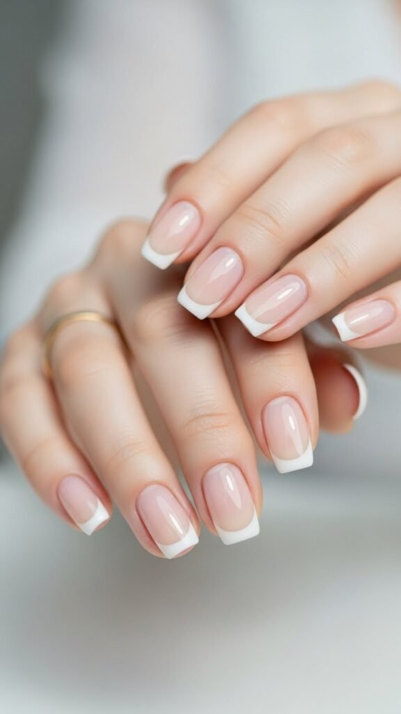 19. Ivory Nails with Micro-French Tips