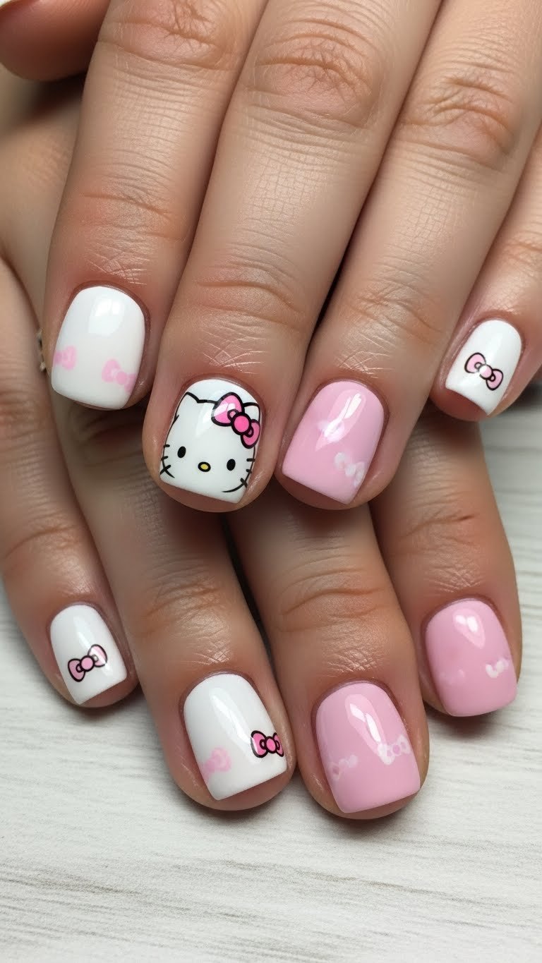 10. Hello Kitty Short Nails