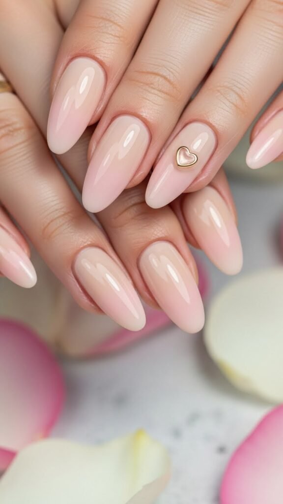 7. Nude Ombre Valentine Nails