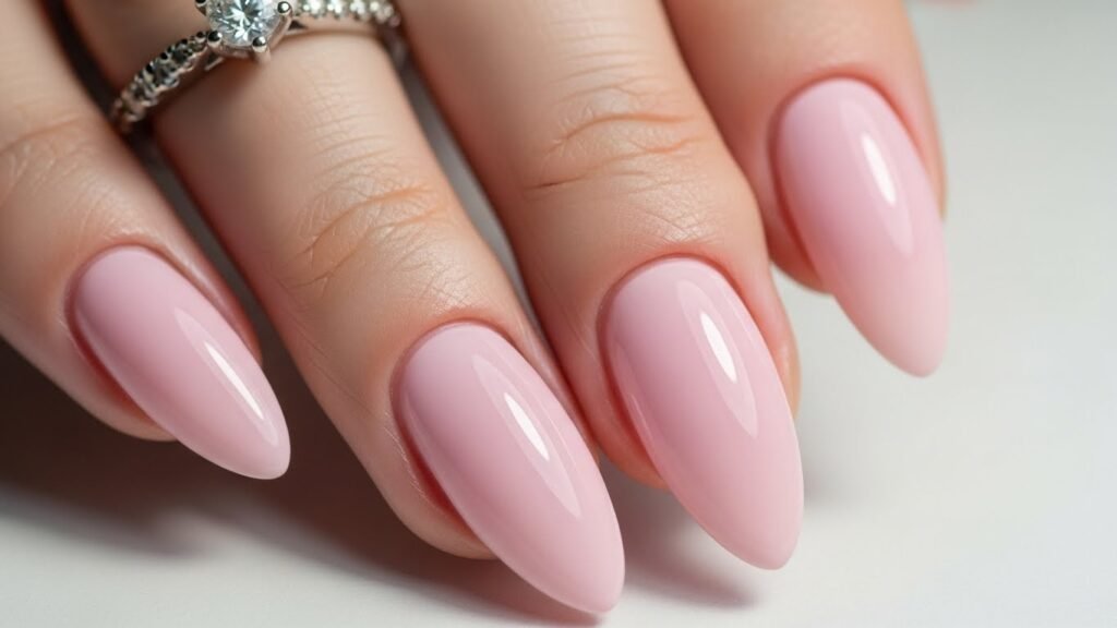 25. Pink Almond Bridal Nails