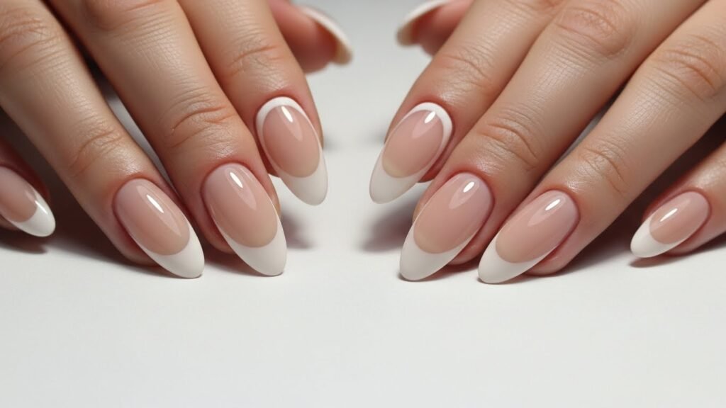 17. Beige Nude Matte with Glossy Curve Tip