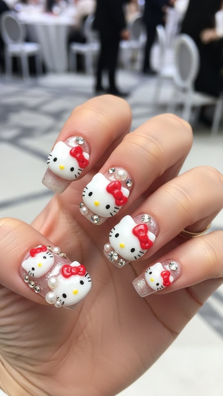 16. Hello Kitty 3D Nail Art