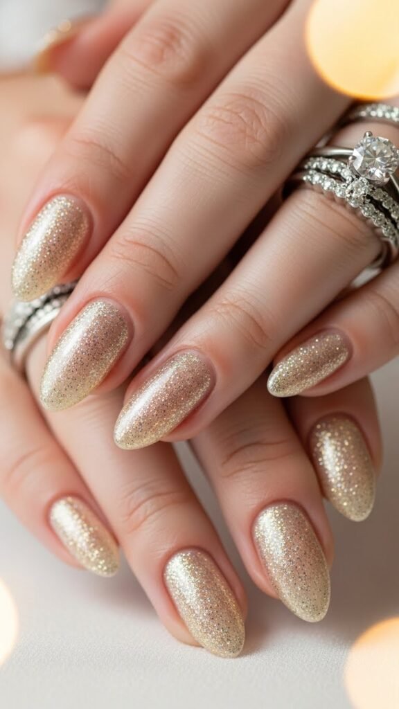 9. Champagne Shimmer Nails