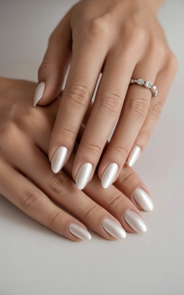 2. Milky White Almond Nails
