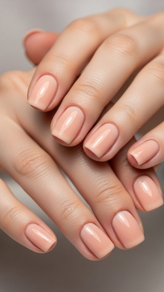 13. Pale Peach Nails for Professional Work