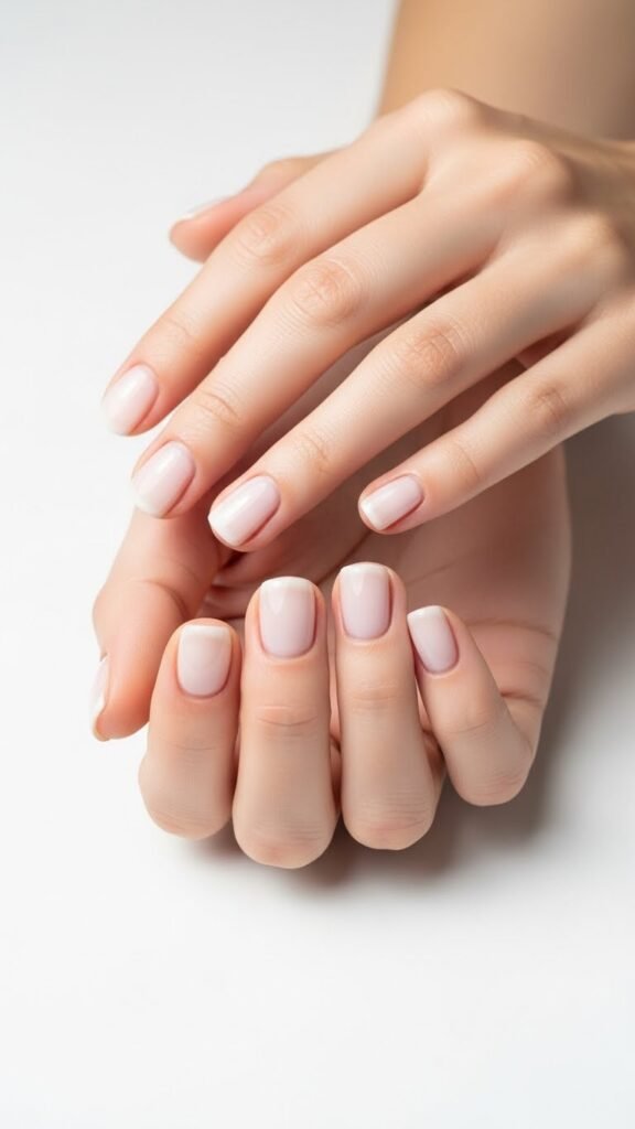 25. Natural Manicure with Clear Polish