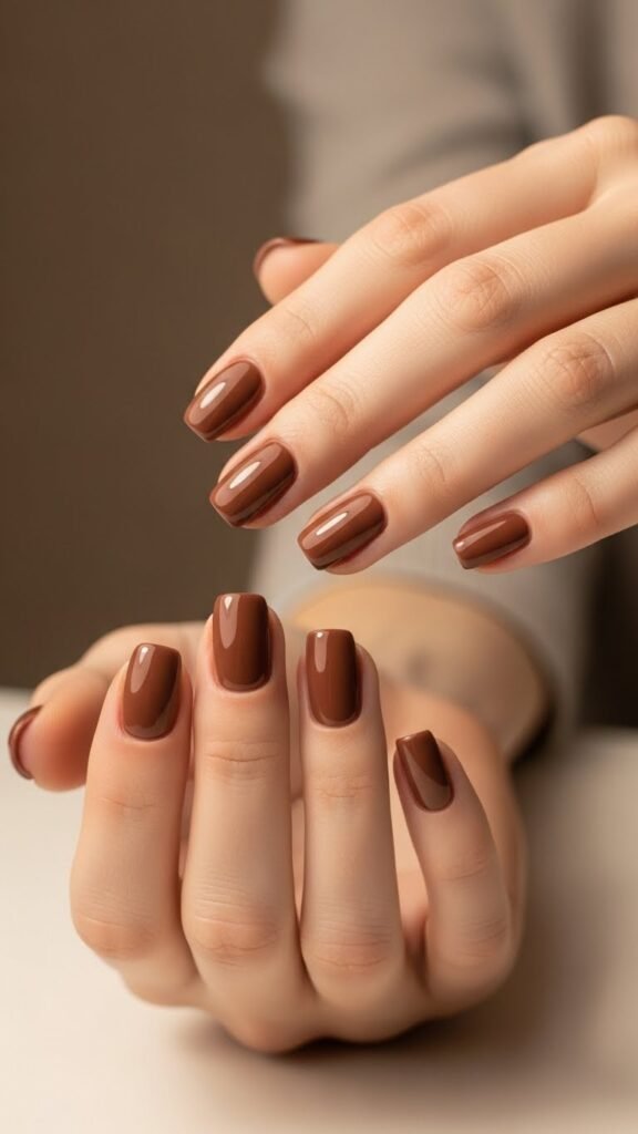 17. Soft Brown Neutral Nails