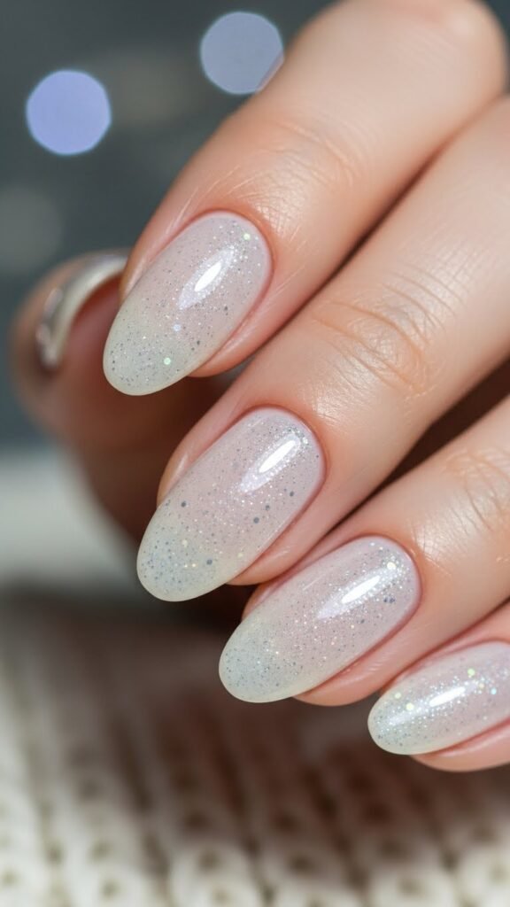 8. Short Winter Sparkly Nails