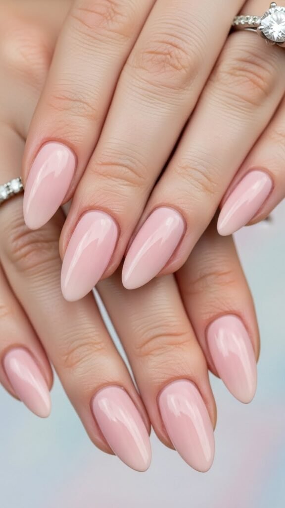 1. Classic Soft Pink Bridal Shower Nails