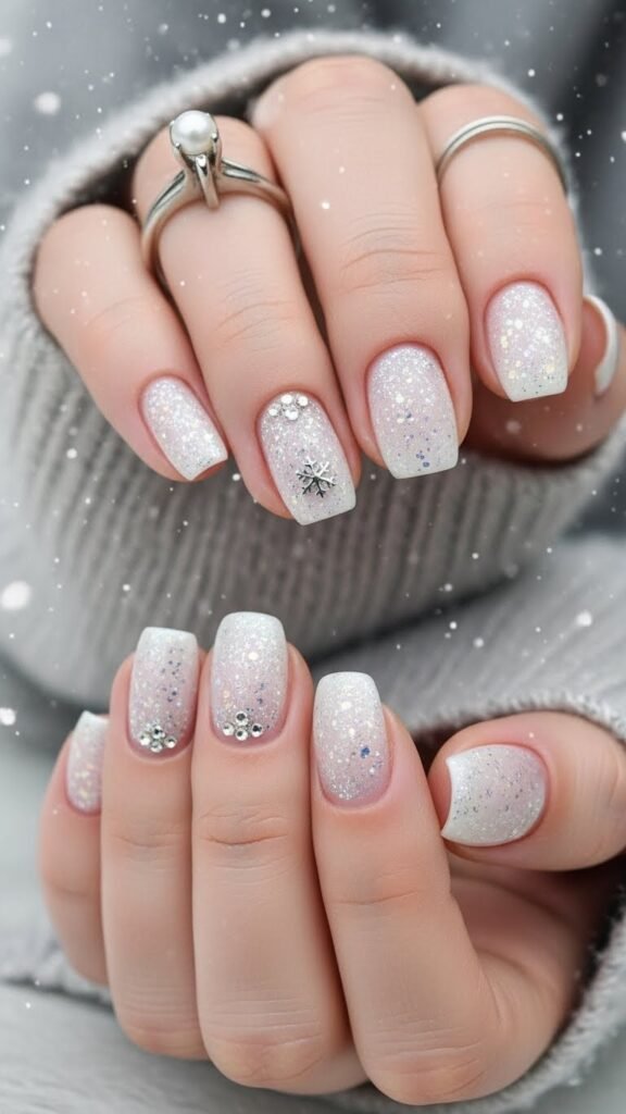 25. Minimal Winter Sparkly Nails