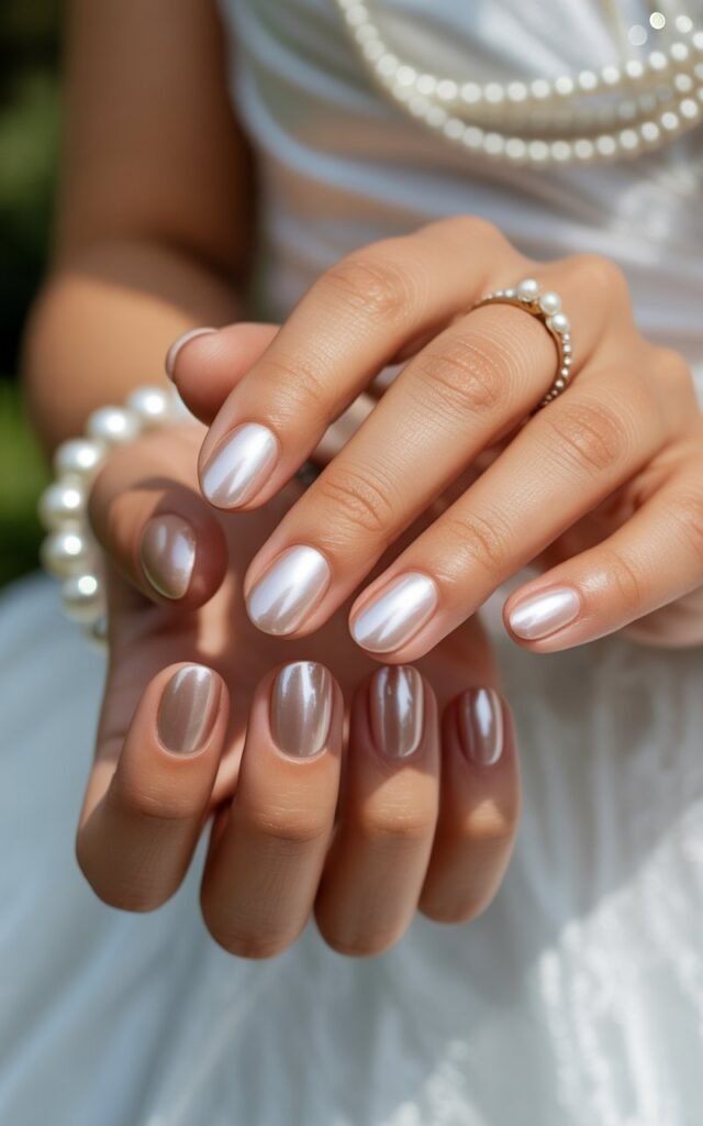 3. Pearl Chrome Bridal Manicure