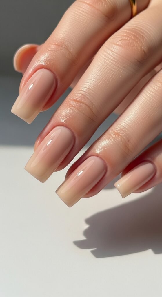 1. Minimal Nude Square Nail Designs