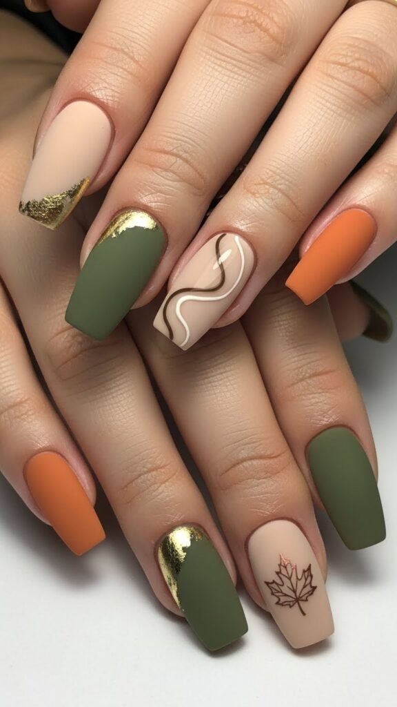 Neutral Fall Coffin Nails